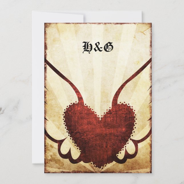 Urban Tattoo Winged Heart  Wedding Invitations. Invitation (Front)