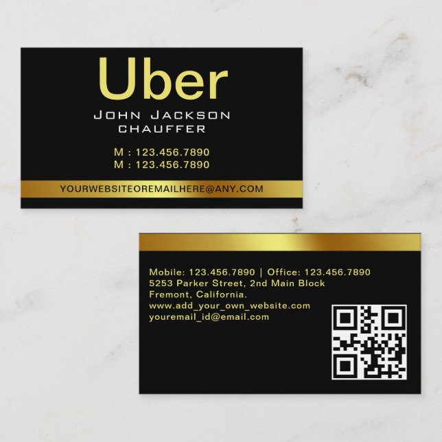 Urban Taxi Driver Chauffeur Yellow stripe QR CODE Business Card (Front/Back)