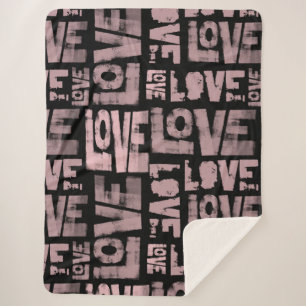 Urban Throw Blanket - Love Graffiti - Pink Black