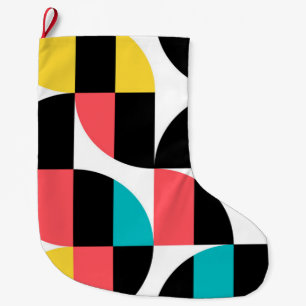 Urban, trendy, colorful, modern graphic pattern large christmas stocking