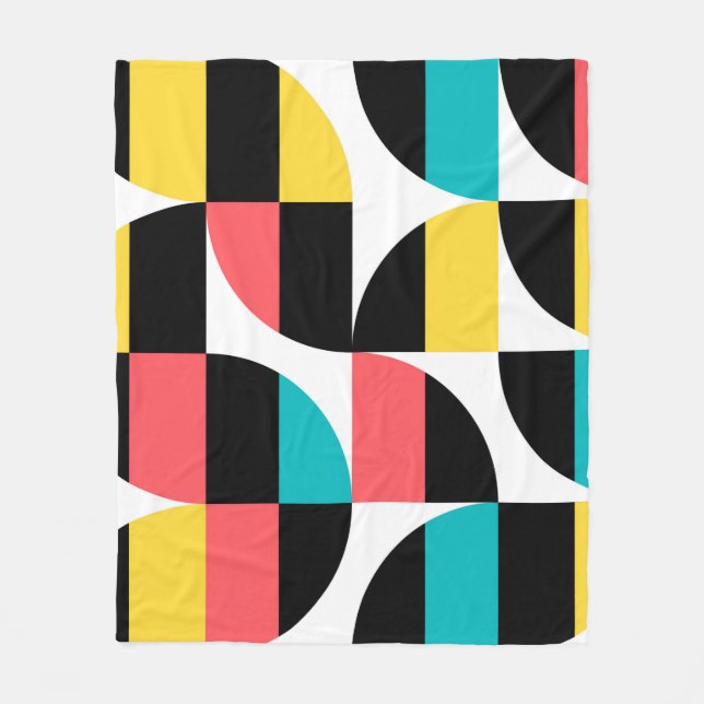 Urban, trendy, colourful, modern graphic pattern fleece blanket (Front)