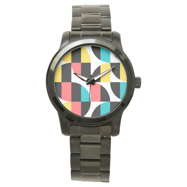Urban, trendy, colourful, modern graphic pattern watch (Front)