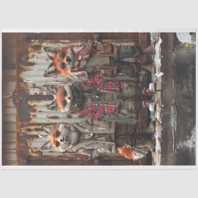 Urban Trio Fox Brotherhood Decoupage Tissue Paper (Front)