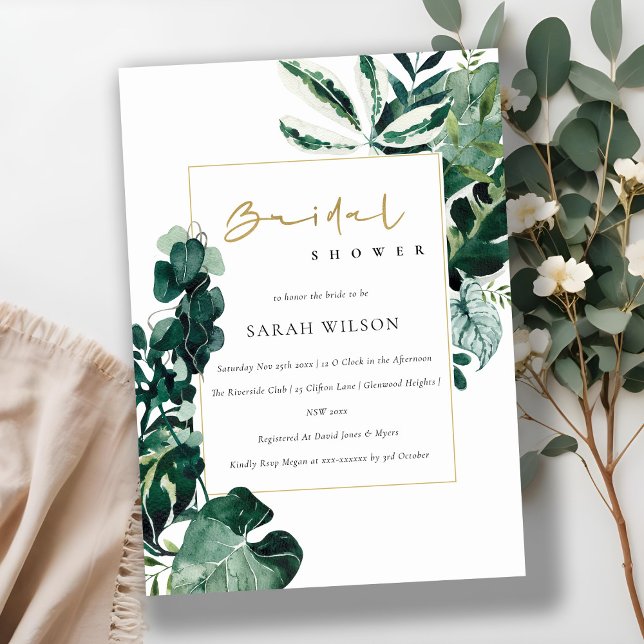 URBAN TROPICAL MONSTERA FAUNA BRIDAL SHOWER INVITE (Creator Uploaded)