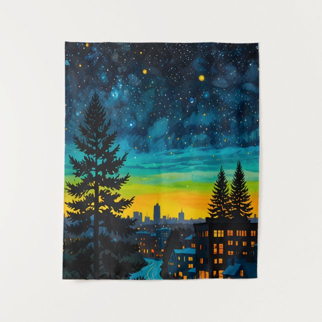 Urban Twilight Glow Tapestry (Front)