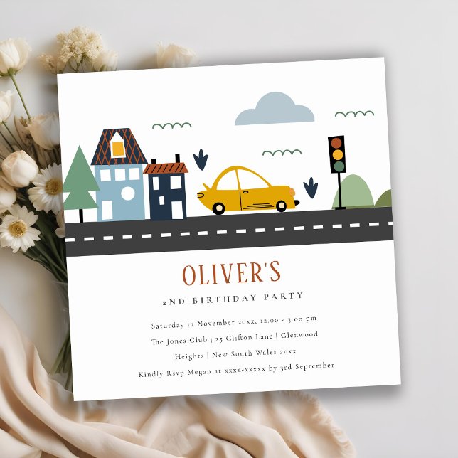 Urban Vehicle Cars Road Any Age Birthday Invite (Creator Uploaded)