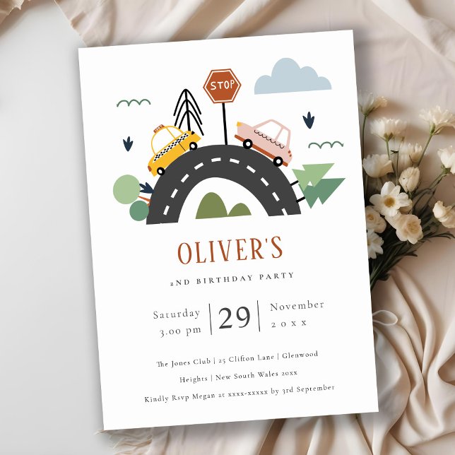 Urban Vehicle Cars Road Any Age Birthday Invite (Creator Uploaded)
