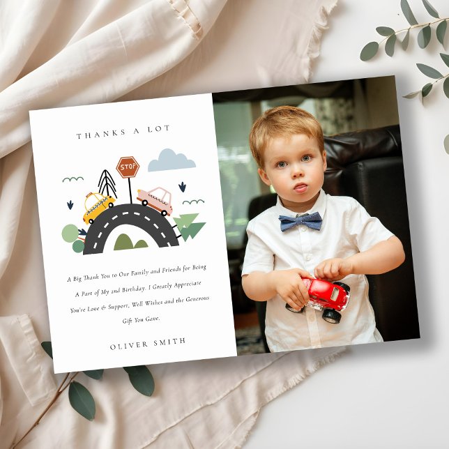 Urban Vehicle Cars Road Photo Any Age Birthday Thank You Card (Creator Uploaded)