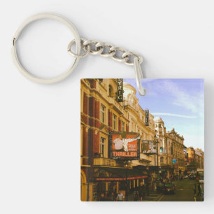 Urban Vintage Downtown Cityscape      Key Ring
