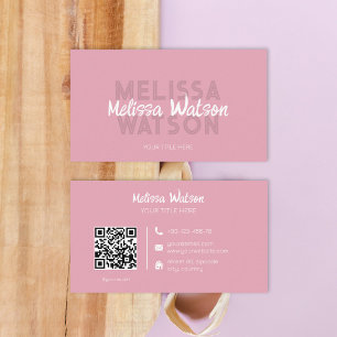 Urban vintage pink QR code hipster  Business Card