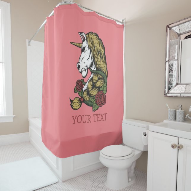 Urban Warrior Unicorn Rose   Bath Towel Set Shower Shower Curtain (In Situ)