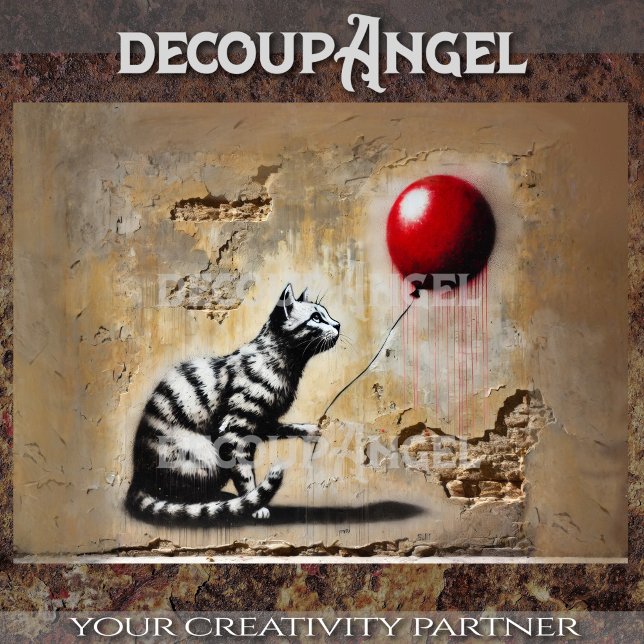 Urban Whimsy: The Striped Cat and the Red Balloon  Tissue Paper (Creator Uploaded)