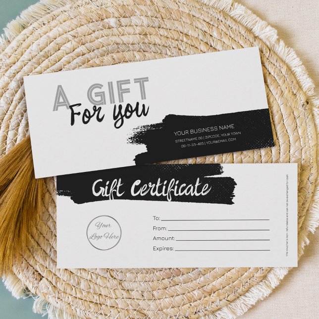 Urban white with logo masculine gift certificate (Creator Uploaded)