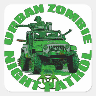 Urban Zombie Night Patrol Square Sticker