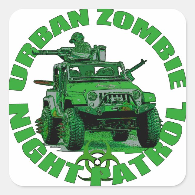 Urban Zombie Night Patrol Square Sticker (Front)