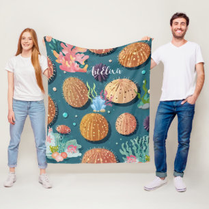 Urchin Coral Print Fleece Blanket