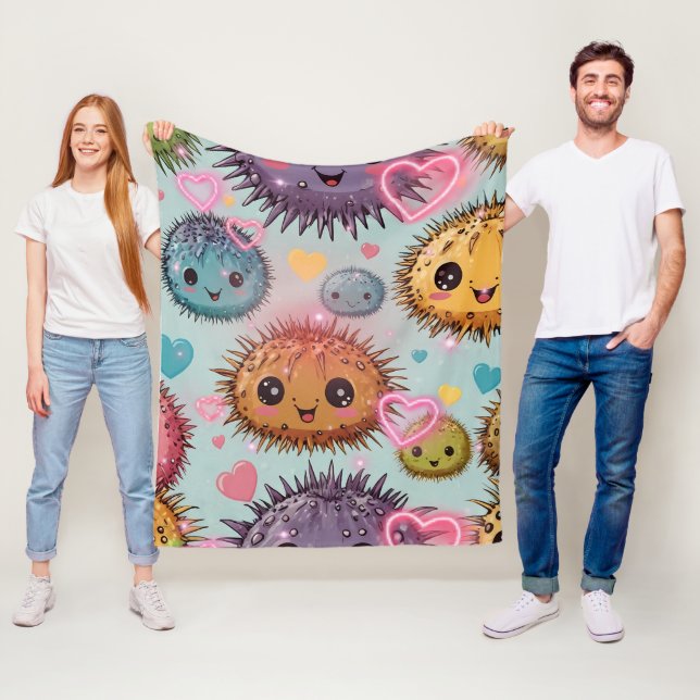 Urchin Heart Print Fleece Blanket (In Situ)