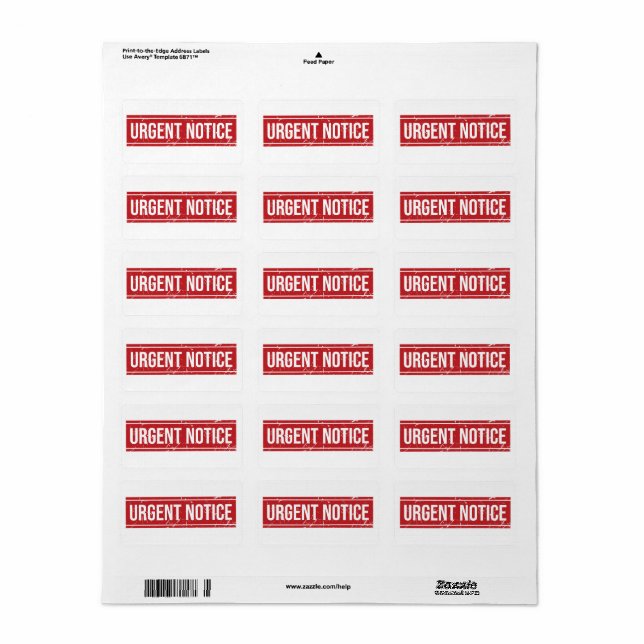 Urgent Notice Office  Label (Full Sheet)