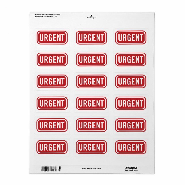 Urgent Office  Label (Full Sheet)