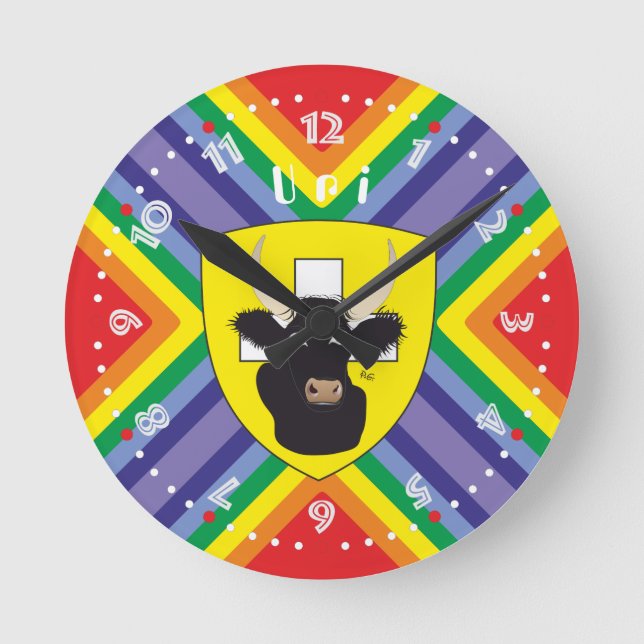 Uri Schweiz Suisse Svizzera Svizra Uhr Round Clock (Front)