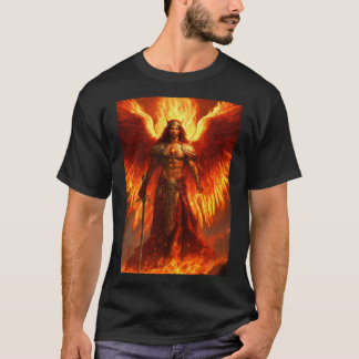 Uriel's Fire Statue Angel Flames Design T-Shirt