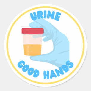 Urine good hands classic round sticker