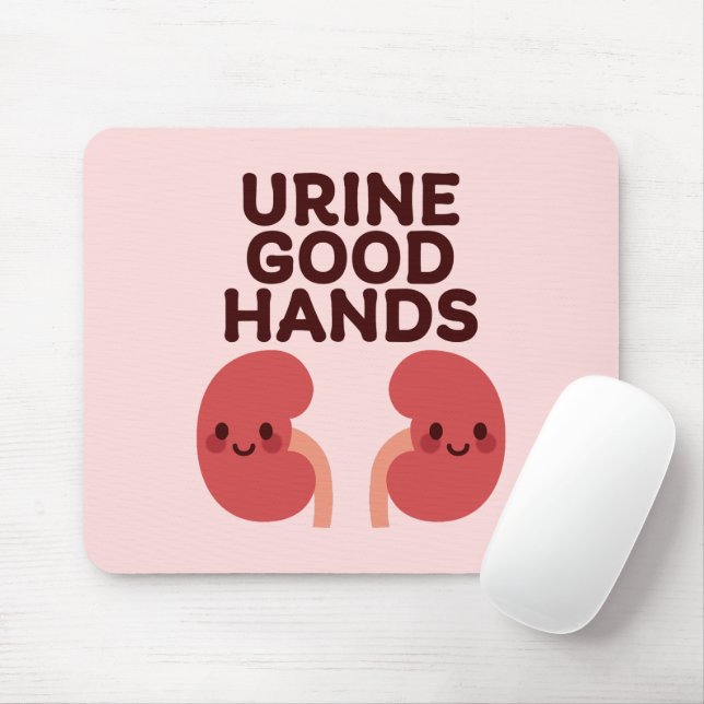 Urine Good Hands – Cute Smiling Kidney Design Mouse Mat (With Mouse)