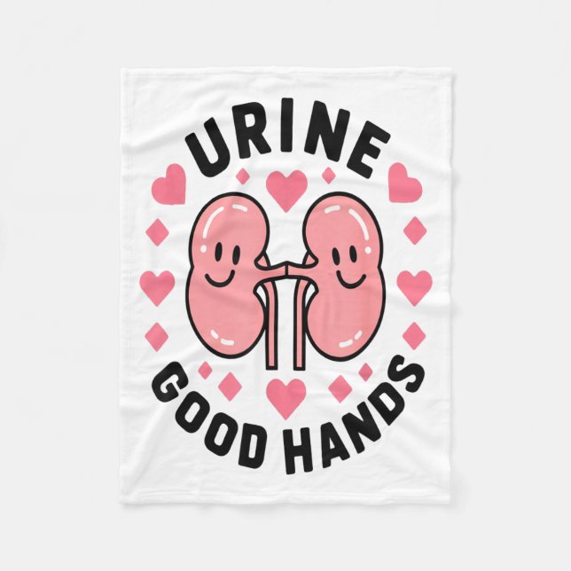 Urine Good Hands Kidney Pun Cute Cartoon Humor  Fleece Blanket (Front)