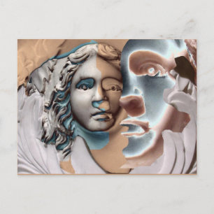 Urn Face Copper Blue Computer Art Postcard