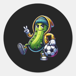 Urn Pickle Soccer Player Cool Cartoon Vibes Classic Round Sticker