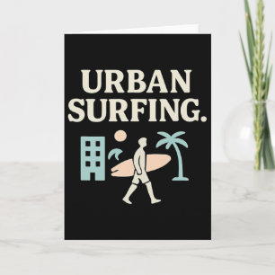 Urn Surfing Retro Block Art Streetwear Graphic Des Card