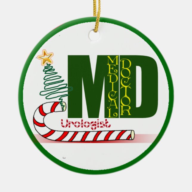 Urologist MERRY CHRISTMAS DOCTOR PHYSICIAN Ceramic Tree Decoration (Front)