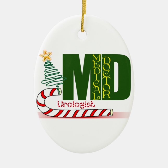 Urologist MERRY CHRISTMAS DOCTOR PHYSICIAN Ceramic Tree Decoration (Front)