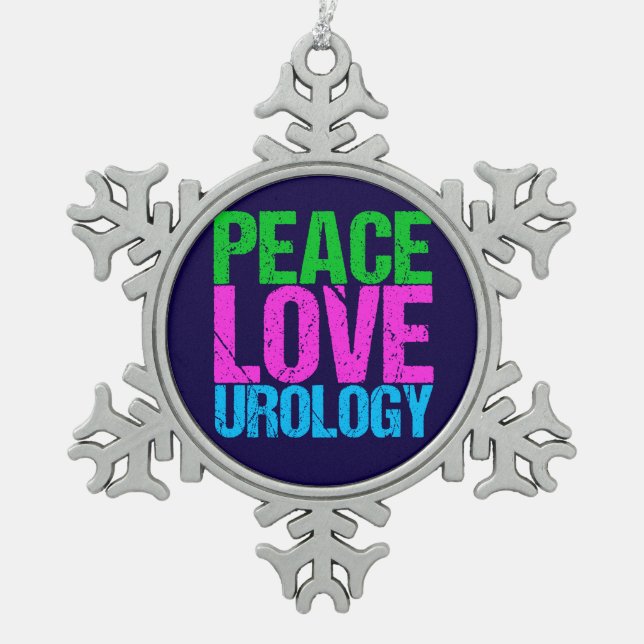 Urologist Peace Love Urology Snowflake Pewter Christmas Ornament (Front)