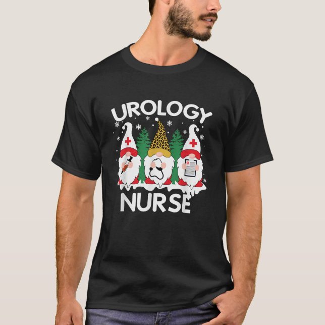 Urology Nurse Christmas Tree Gnomes Stethoscope Xm T-Shirt (Front)