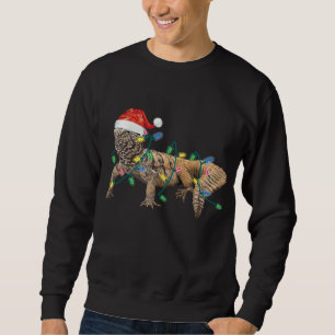 Uromastyx Christmas Lights Santa Hat Dabb Lizard M Sweatshirt