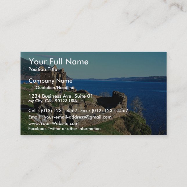 Urquhart Castle, Loch Ness, Scotland Business Card (Front)