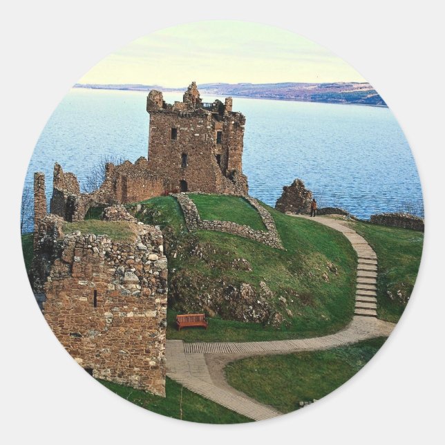 Urquhart Castle, Loch Ness, Scotland Classic Round Sticker (Front)