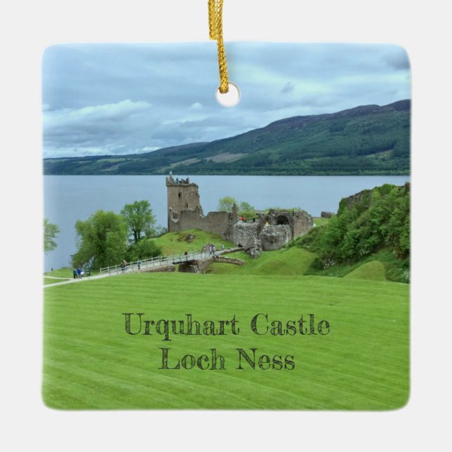 Urquhart Castle Loch Ness Scotland Landscape Photo Ceramic Tree Decoration (Front)