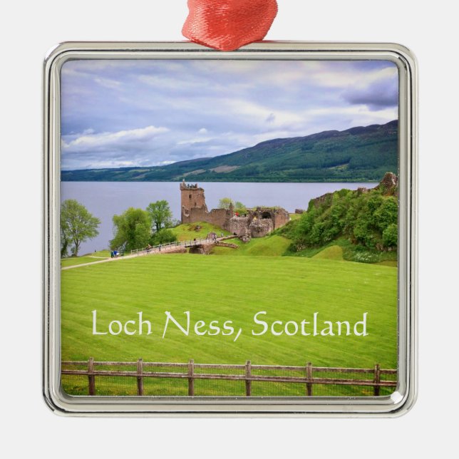 Urquhart Castle Loch Ness Scotland Photograph Metal Tree Decoration (Front)