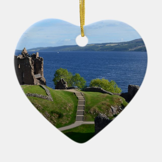 Urquhart Castle Ruins Ceramic Tree Decoration (Front)