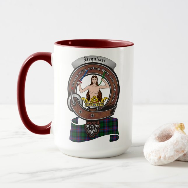 Urquhart Clan Badge Combo 15oz Mug (With Donut)