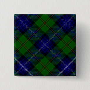 Urquhart tartan blue green plaid 15 cm square badge