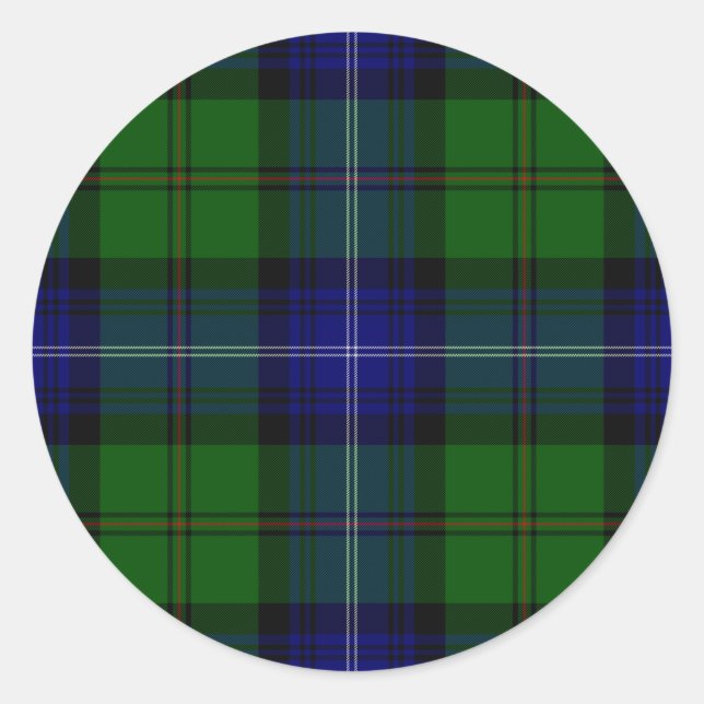 Urquhart tartan blue green plaid classic round sticker (Front)