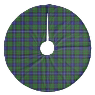 Urquhart tartan blue green plaid fleece tree skirt