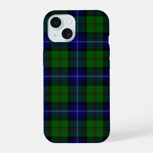 Urquhart tartan blue green plaid iPhone 15 case (Back)