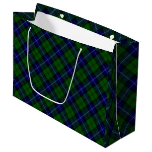 Urquhart tartan blue green plaid large gift bag