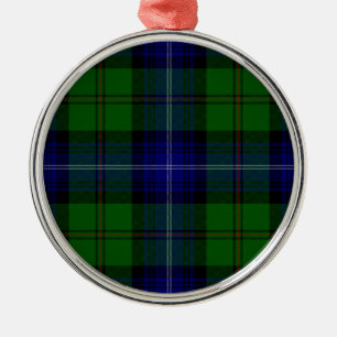 Urquhart tartan blue green plaid metal tree decoration
