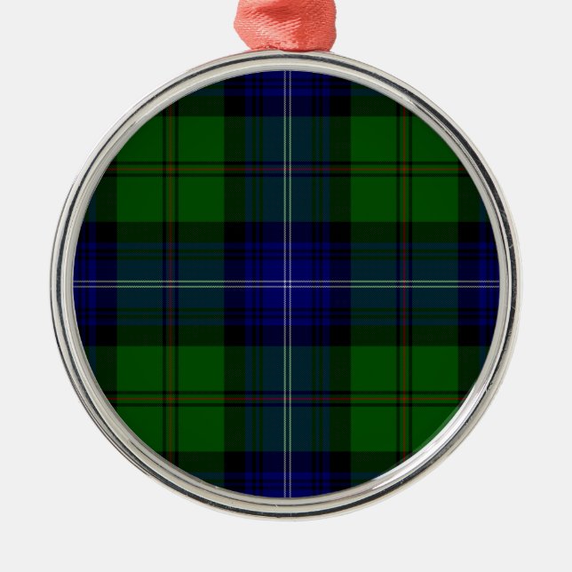 Urquhart tartan blue green plaid metal tree decoration (Front)