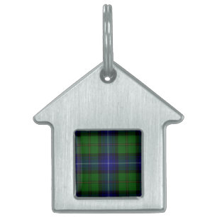 Urquhart tartan blue green plaid pet tag